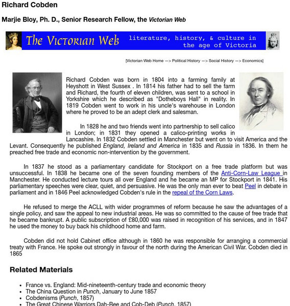 Brown University: Victorian Web: Richard Cobden Handout