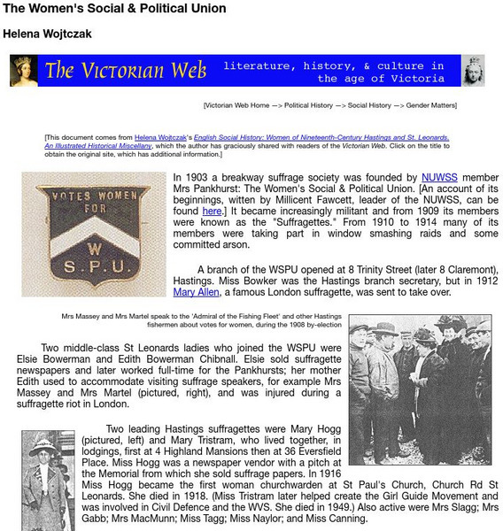 Brown University: Victorian Web: The Women's Social and Political Union Handout Brown University: Victorian Web: The Women's Social and Political Union Handout