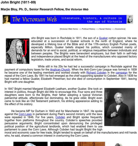 Brown University: Victorian Web: John Bright (1811 89) Handout