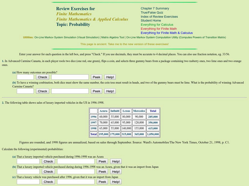 Finite Mathematics & Applied Calculus: Review Exercises: Probability Activity Finite Mathematics & Applied Calculus: Review Exercises: Probability Activity