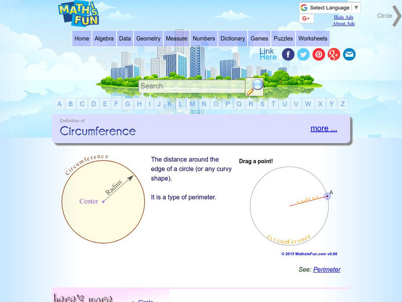 Math Is Fun: Definition of Circumference Handout Math Is Fun: Definition of Circumference Handout