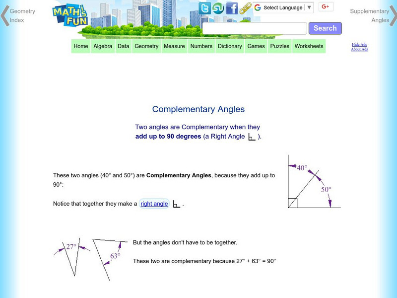 Math Is Fun: Complementary Angles Unit Plan Math Is Fun: Complementary Angles Unit Plan