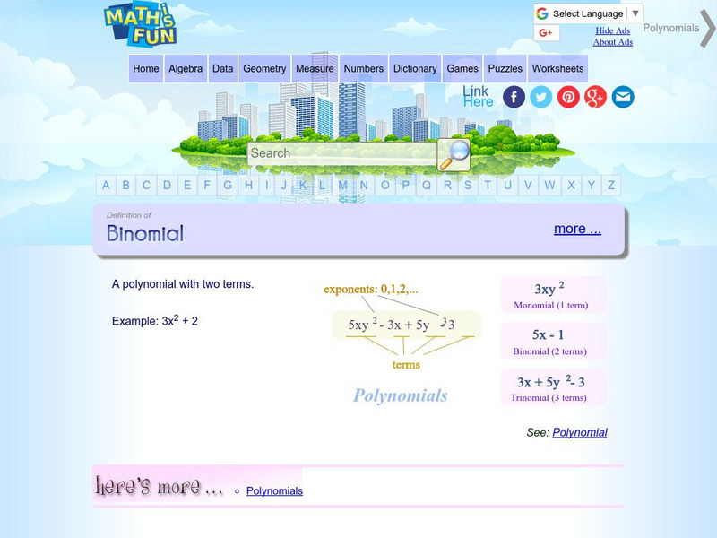 Math Is Fun: Definition of Binomial Activity Math Is Fun: Definition of Binomial Activity