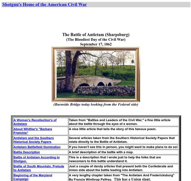 Home of the American Civil War: Battle of Antietam Website Home of the American Civil War: Battle of Antietam Website