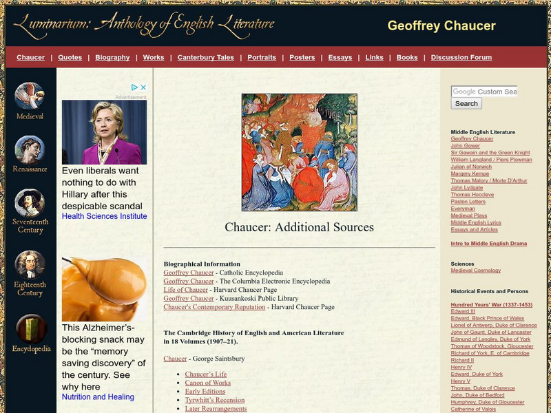Luminarium: Sources of Additional Information on Chaucer Handout Luminarium: Sources of Additional Information on Chaucer Handout