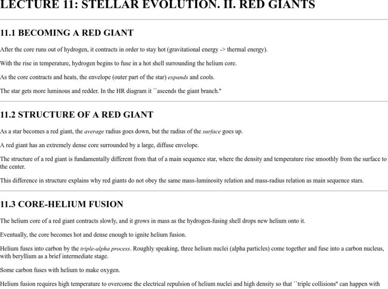 Ohio State University: Red Giant Star Lecture Notes Website Ohio State University: Red Giant Star Lecture Notes Website