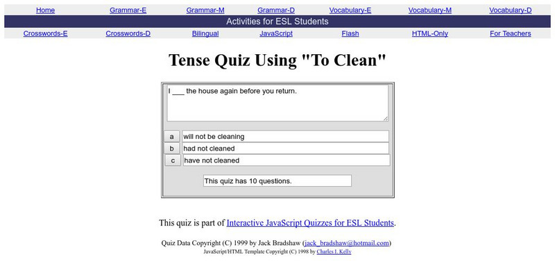 Activities for Esl Students: Verbs Quiz "To Clean" Unknown Type Activities for Esl Students: Verbs Quiz "To Clean" Unknown Type
