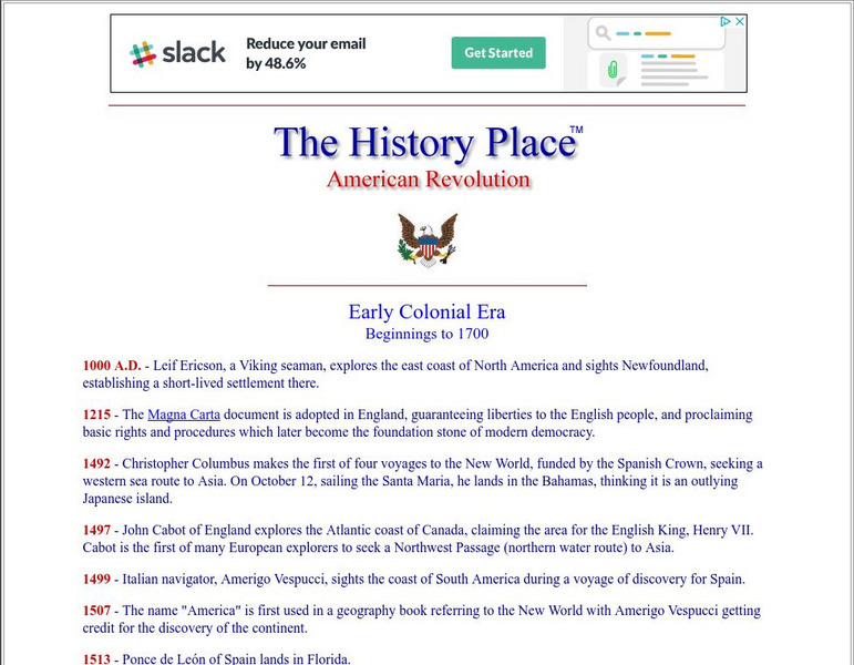 The History Place: Early Colonial Era Website The History Place: Early Colonial Era Website