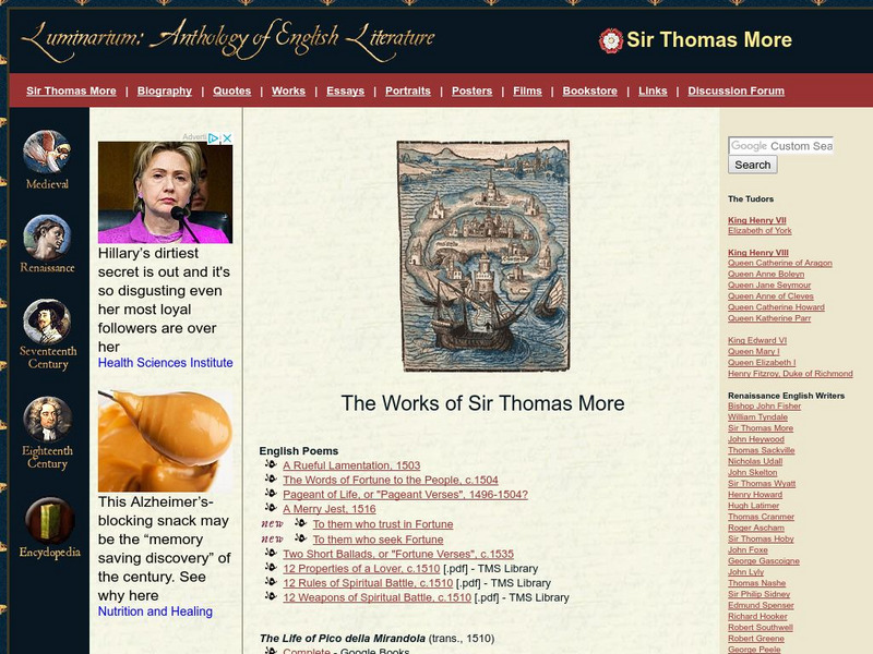 Luminarium: Works of Thomas More Handout Luminarium: Works of Thomas More Handout