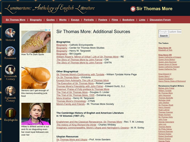 Luminarium: Sir Thomas More Additional Sources Handout Luminarium: Sir Thomas More Additional Sources Handout
