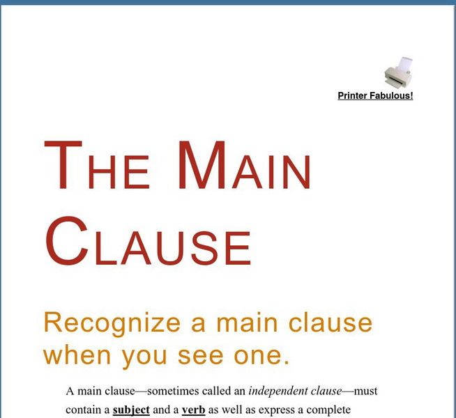 Grammar Bytes: The Main Clause Handout Grammar Bytes: The Main Clause Handout