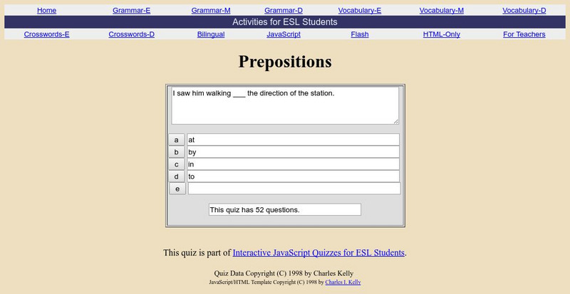 Activities for Esl Students: Prepositions Unknown Type Activities for Esl Students: Prepositions Unknown Type