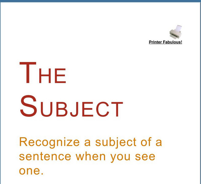 Grammar Bytes: Subject Handout Grammar Bytes: Subject Handout