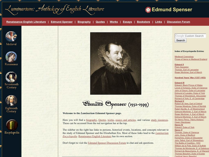 Luminarium: Edmund Spenser (1552 1599) Handout Luminarium: Edmund Spenser (1552 1599) Handout