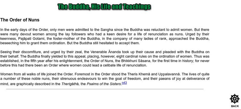 Buddha Net: The Order of Nuns Handout