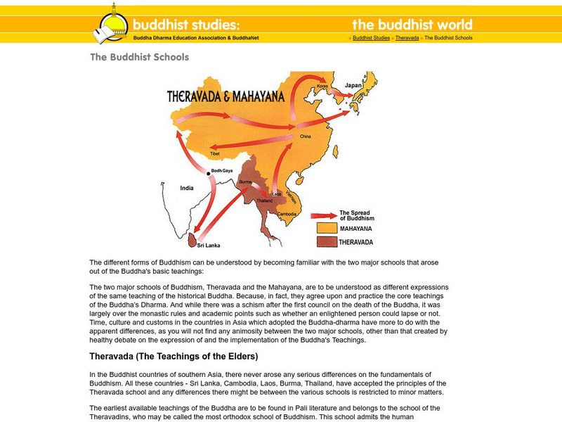 Buddha Net: The Buddhist Schools: Theravada and Mahayana Article