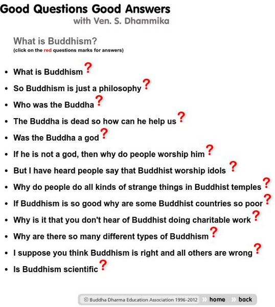 Buddha Net: Good Questions, Good Answers About Buddhism Handout