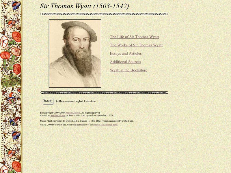 Luminarium: Sir Thomas Wyatt, the Elder Website