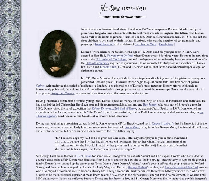 Luminarium: John Donne (1572 1631) Website Luminarium: John Donne (1572 1631) Website