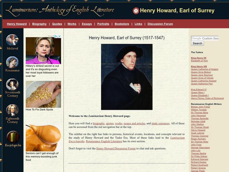 Luminarium: Henry Howard, Earl of Surrey Handout Luminarium: Henry Howard, Earl of Surrey Handout