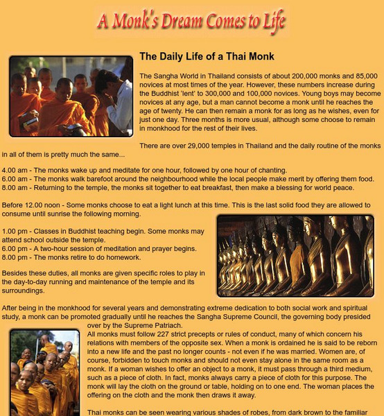 Buddha Net: Daily Life of a Thai Monk Article Buddha Net: Daily Life of a Thai Monk Article