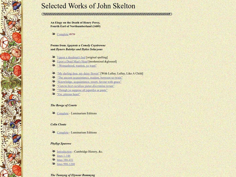 Luminarium: The Works of John Skelton Website Luminarium: The Works of John Skelton Website