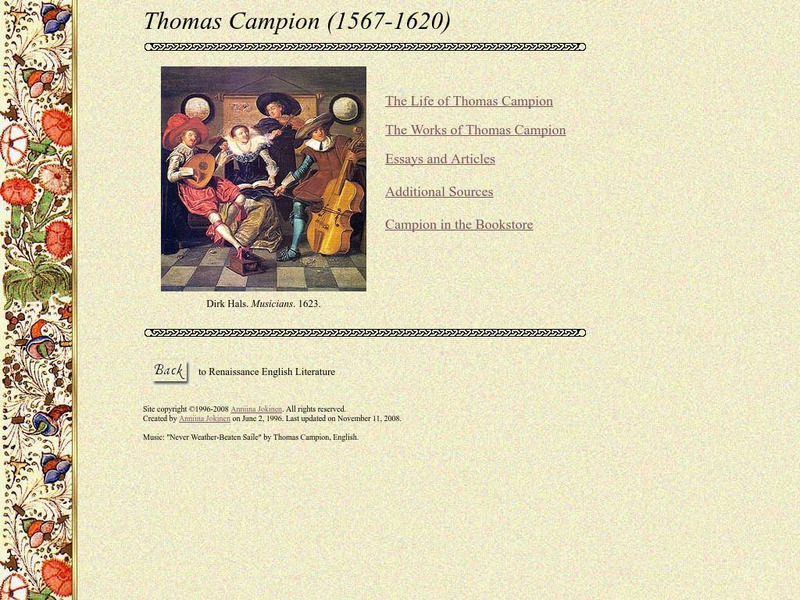 Luminarium: Thomas Campion Website Luminarium: Thomas Campion Website