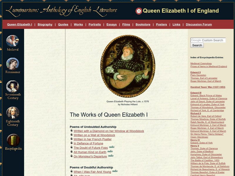 Luminarium: Works of Elizabeth I (1533 1603) Handout Luminarium: Works of Elizabeth I (1533 1603) Handout