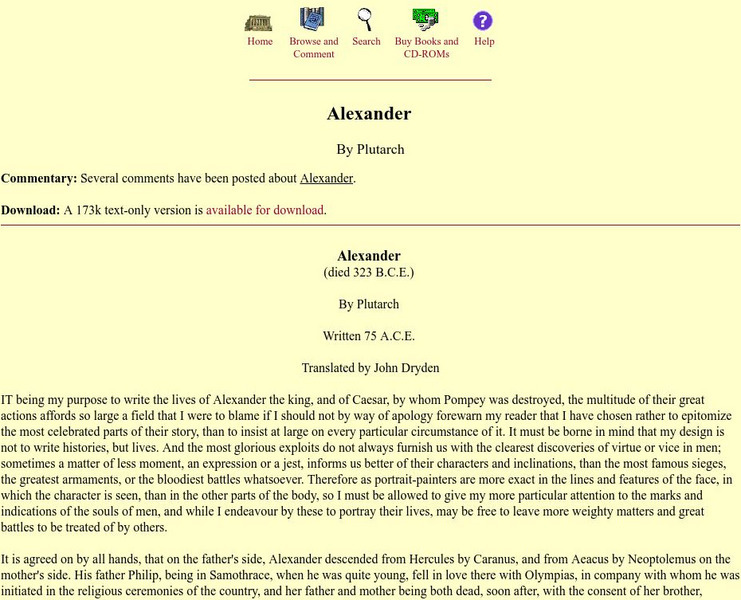 Mit: Internet Classics Archive: Alexander by Plutarch eBook Mit: Internet Classics Archive: Alexander by Plutarch eBook