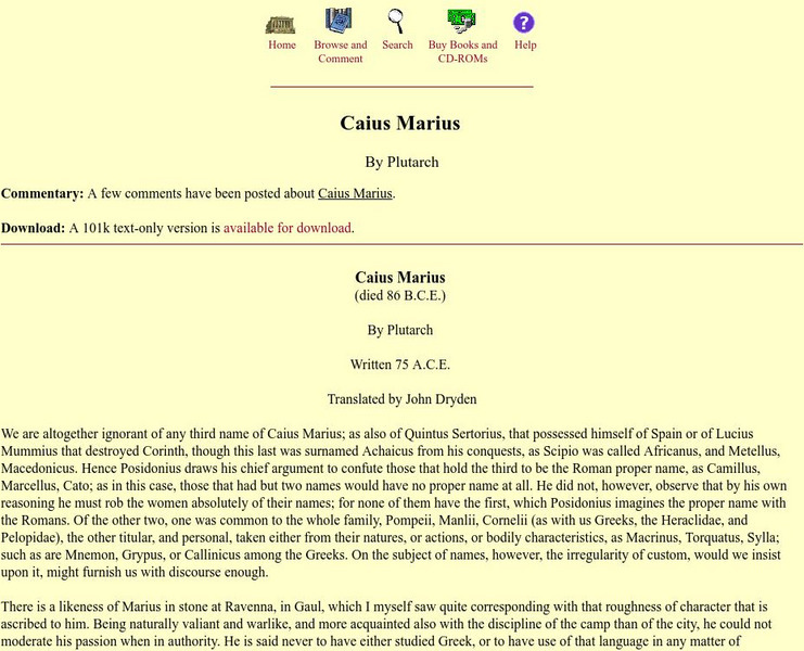 Mit: Internet Classics Archive: Caius Marius by Plutarch eBook Mit: Internet Classics Archive: Caius Marius by Plutarch eBook