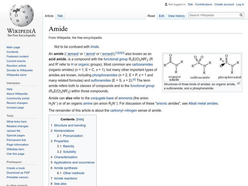 Wikipedia: Amide Handout Wikipedia: Amide Handout