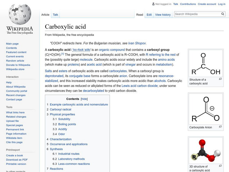 Wikipedia: Carboxylic Acid Handout Wikipedia: Carboxylic Acid Handout