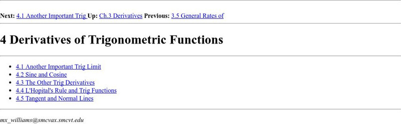 Npac Reu Program: Derivatives of Trigonometric Functions Unit Plan