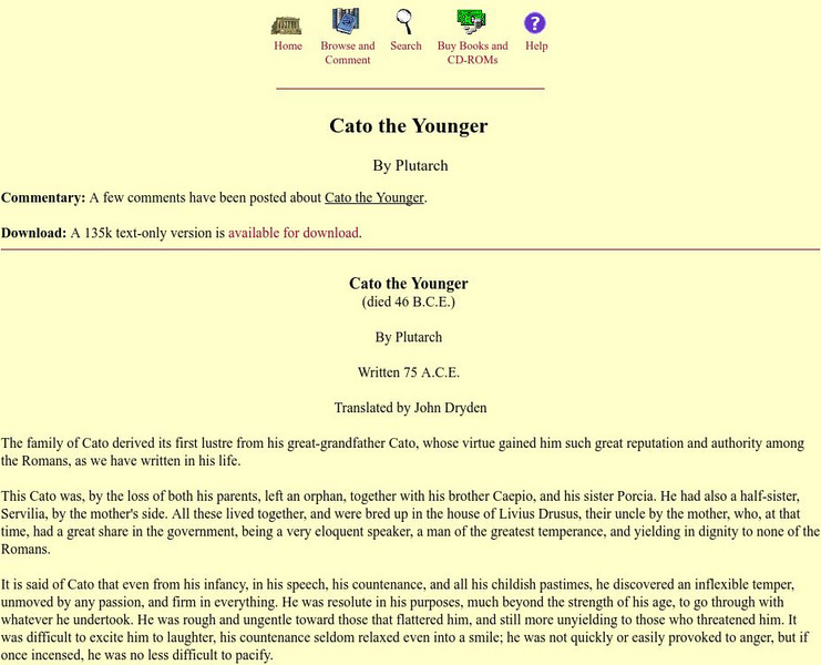 Mit: Internet Classics Archive: Cato Younger by Plut eBook Mit: Internet Classics Archive: Cato Younger by Plut eBook