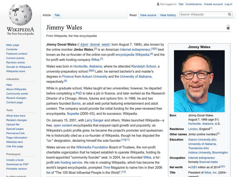 Wikipedia: Jimmy Wales Handout Wikipedia: Jimmy Wales Handout
