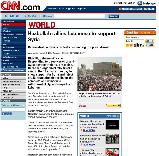 Cnn: Hezbollah Rallies Lebanese to Support Syria Article Cnn: Hezbollah Rallies Lebanese to Support Syria Article
