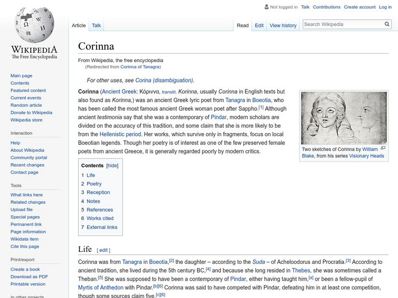 Wikipedia: Corinna Handout Wikipedia: Corinna Handout