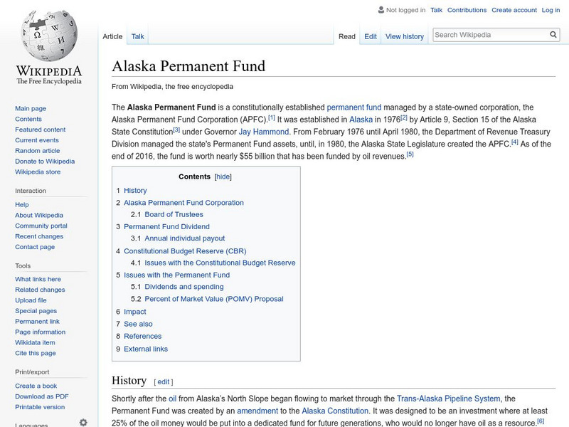 Wikipedia: Alaska Permanent Fund Handout