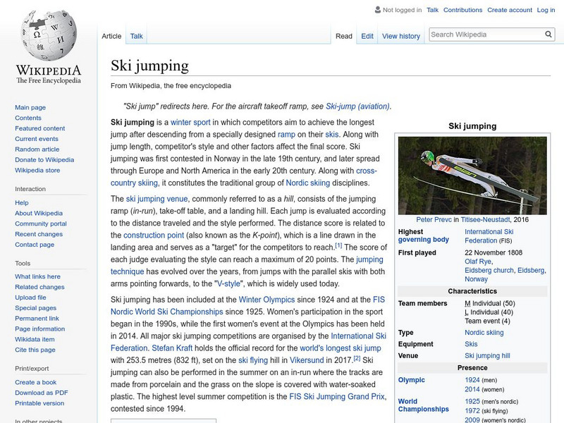 Wikipedia: Ski Jumping Handout Wikipedia: Ski Jumping Handout