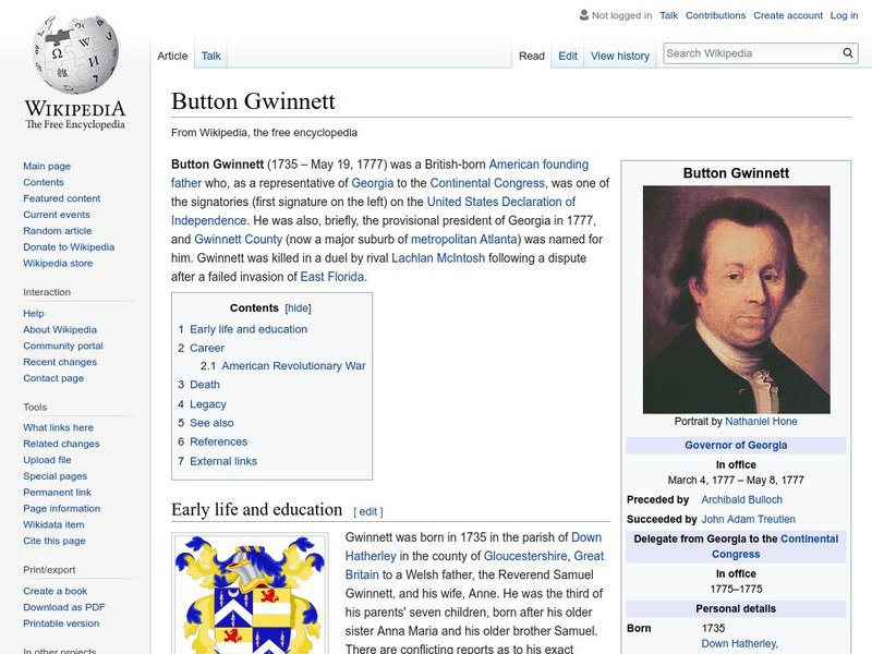 Wikipedia: Button Gwinnett Handout