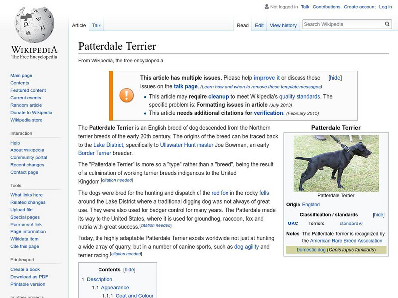 Wikipedia: Patterdale Terrier Handout Wikipedia: Patterdale Terrier Handout