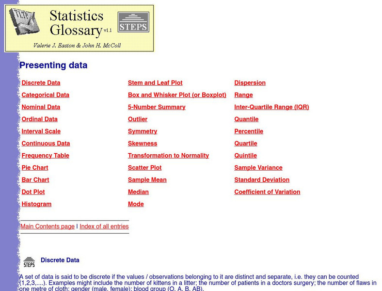 Statistics Glossary Handout Statistics Glossary Handout