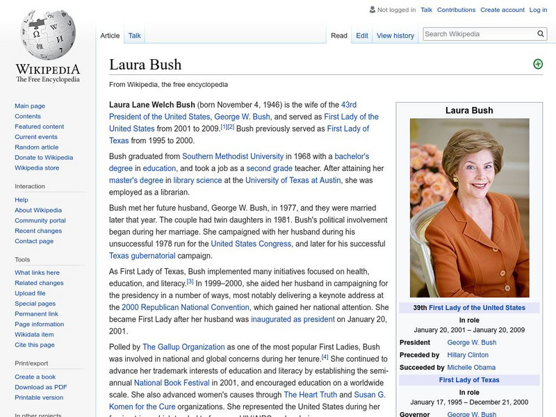 Wikipedia: Laura Bush Handout