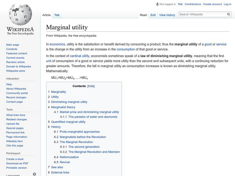 Wikipedia: Marginal Utility Handout Wikipedia: Marginal Utility Handout