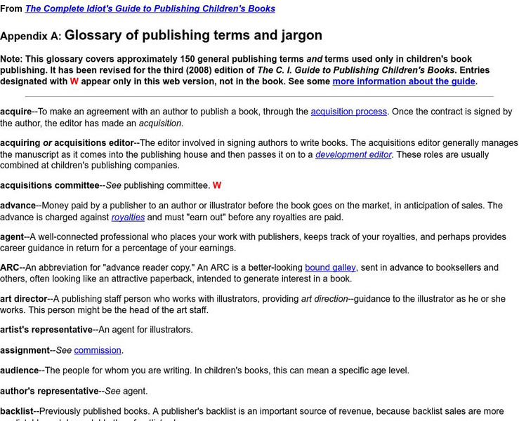 A Glossary of Publishing Terms and Jargon Handout A Glossary of Publishing Terms and Jargon Handout