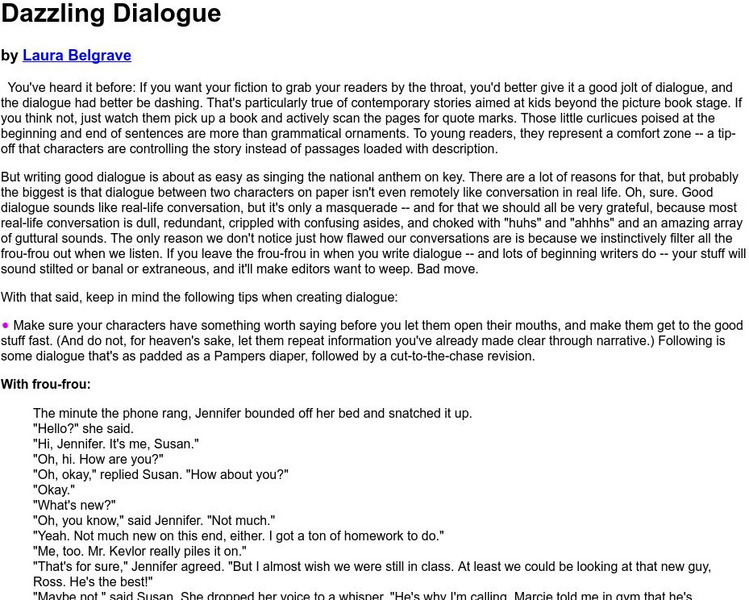 The Purple Crayon: Writing Dazzling Dialogue Article The Purple Crayon: Writing Dazzling Dialogue Article
