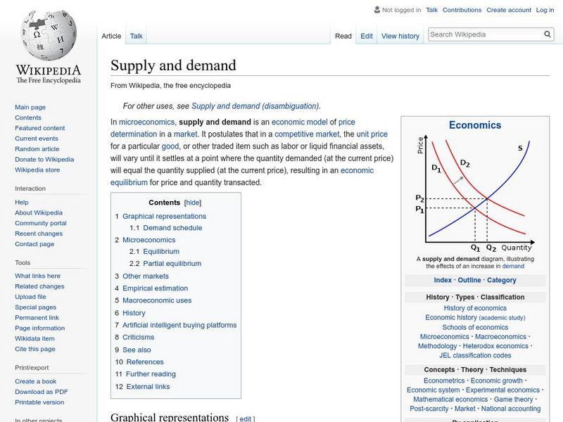 Wikipedia: Supply and Demand Handout Wikipedia: Supply and Demand Handout