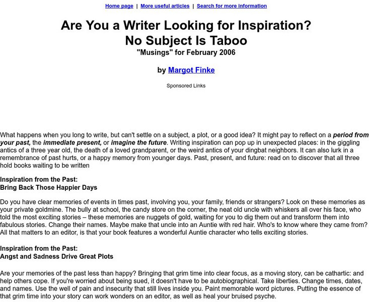 Are You a Writer Looking for Inspiration? Article Are You a Writer Looking for Inspiration? Article