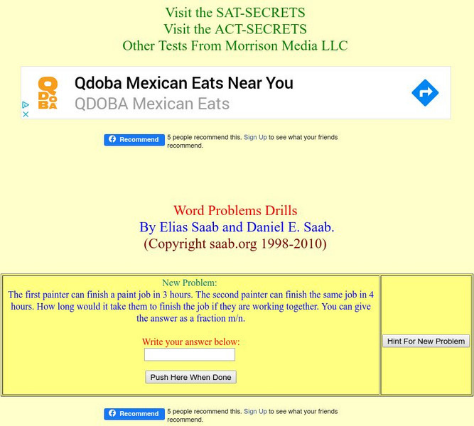 Math Drills: Job Completion Problems Quiz Unknown Type Math Drills: Job Completion Problems Quiz Unknown Type