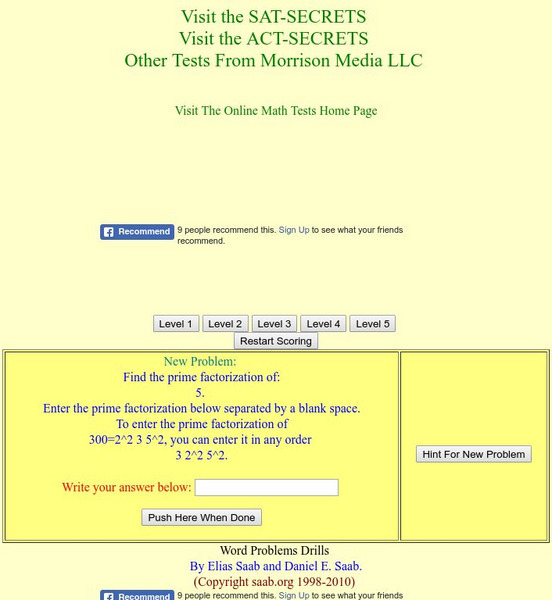 Math Drills: Prime Factorization Quiz Activity Math Drills: Prime Factorization Quiz Activity